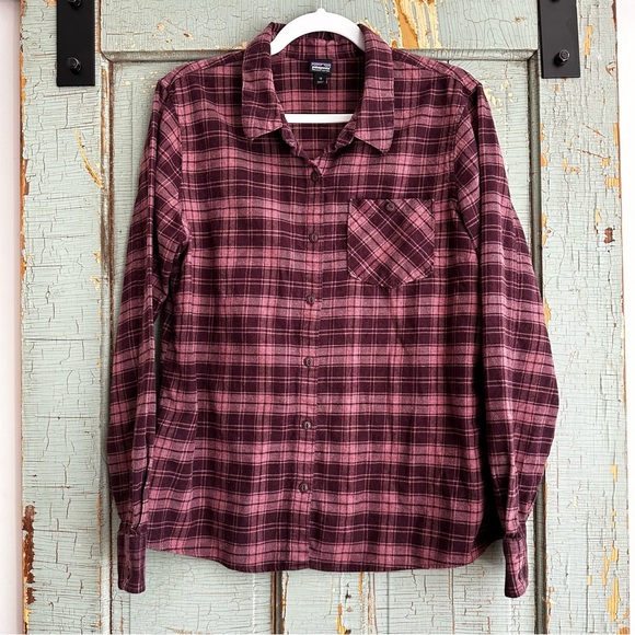 Patagonia Women's Long Sleeve Organic Cotton Heywood Flannel Button Up Size 12 - Picture 2 of 7